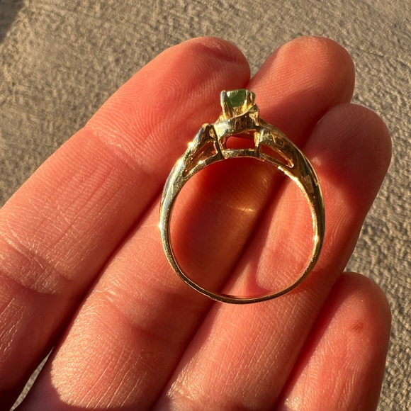 10k yellow gold natural genuine green emerald & diamond ring size 7 3.5 grams - Picture 11 of 16